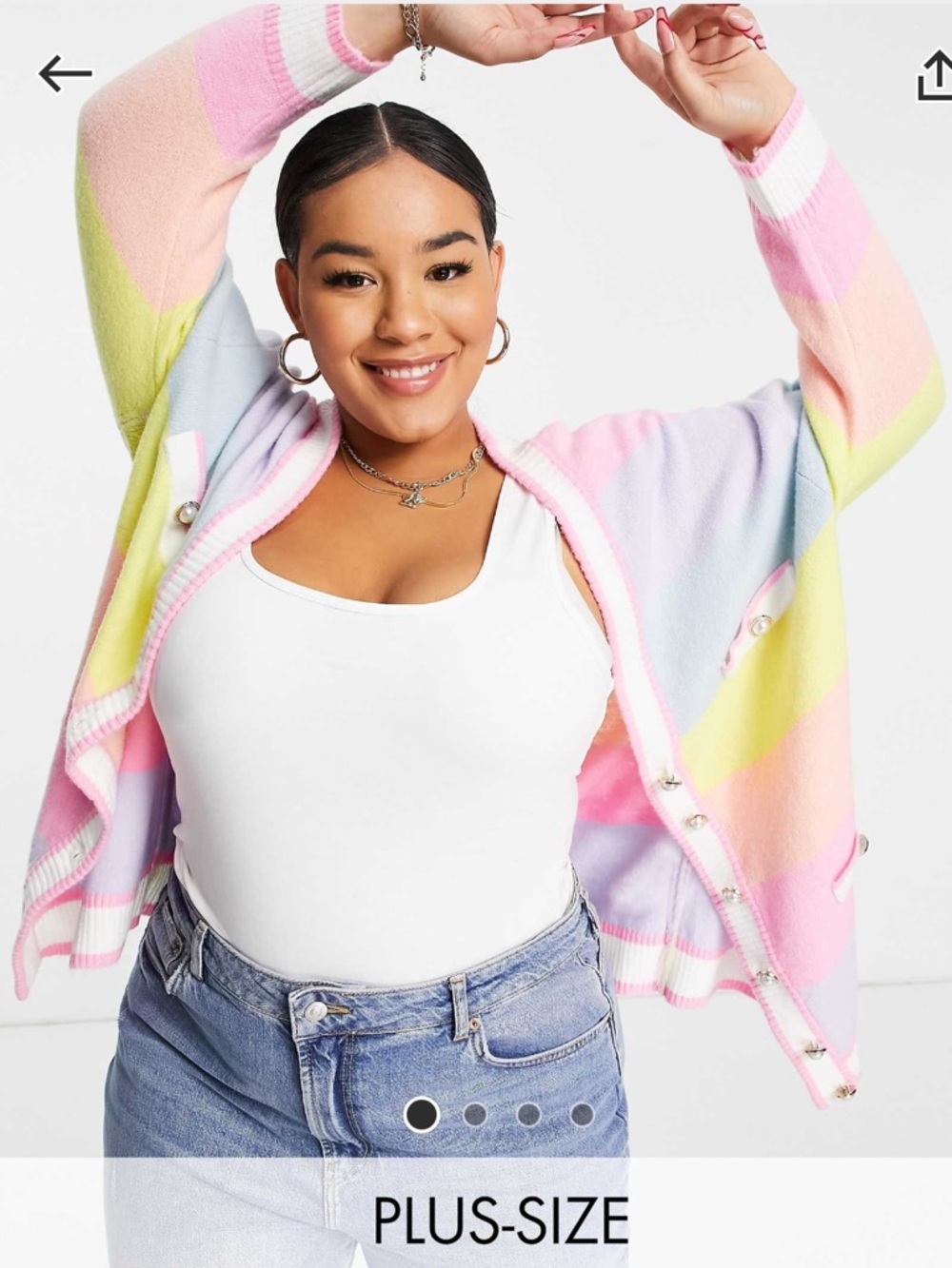 River Island Pastel Stripe Cardigan in Pink, Lavender, Blue and Yellow